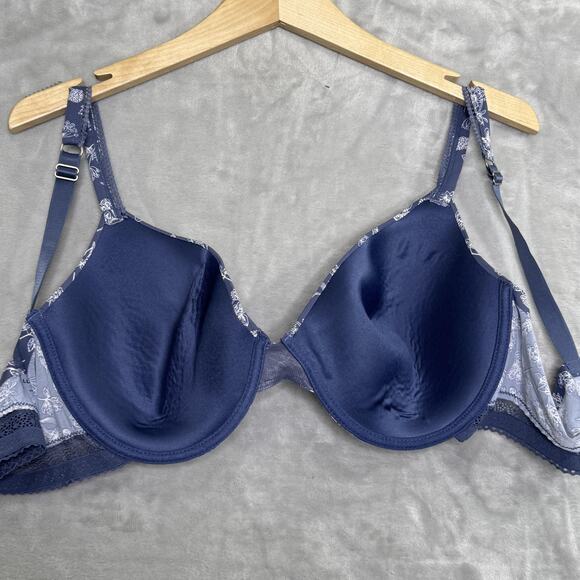 Lucky Brand Bra Womens 40C Blue White Floral Underwire Full Coverage Lace Lined - Picture 4 of 7